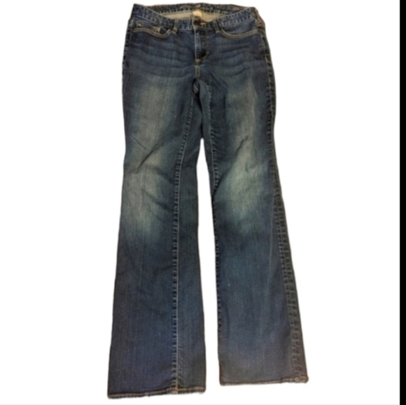 Eddie Bauer curvy denim low rise comfy Bootcut Denim blue jeans sz 4 W28 - Picture 1 of 11